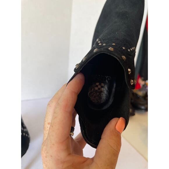 Vince Camuto Consheta Studded Black Suede Chelsea Booties Size 7 - Picture 8 of 9